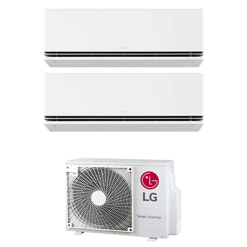 Immagine di LG DUALCOOL Deluxe R32 Climatizzatore a parete dual split inverter Wi-Fi bianco | unità esterna 4.1 kW unità interne 9000+12000 BTU MU2R15.U13+H[09|12]S1D.NS1