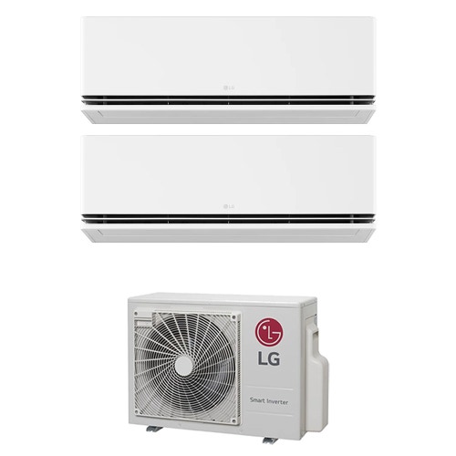 Immagine di LG DUALCOOL Deluxe R32 Climatizzatore a parete dual split inverter Wi-Fi bianco | unità esterna 6.2 kW unità interne 12000+18000 BTU MU3R21.U23+H[12|18]S1D.NS1
