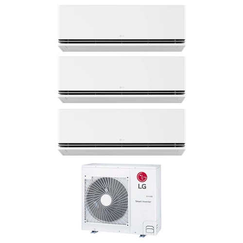 Immagine di LG DUALCOOL Deluxe R32 Climatizzatore a parete trial split inverter Wi-Fi bianco | unità esterna 8.8 kW unità interne 9000+12000+12000 BTU MU5R30.U42+H[09|12|12]S1D.NS1