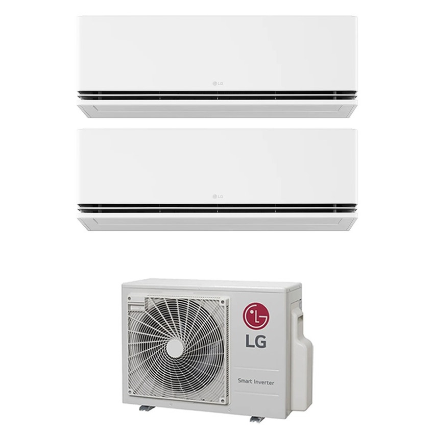 Immagine di LG DUALCOOL Premium R32 Climatizzatore a parete dual split inverter Wi-Fi bianco | unità esterna 6.2 kW unità interne 9000+12000 BTU MU3R21.U23+H[09|12]S1P.NS1