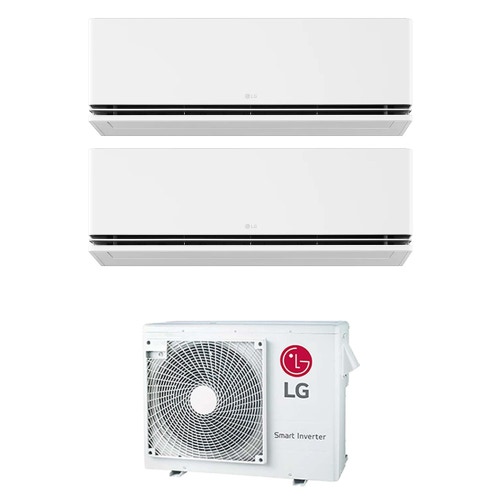 Immagine di LG DUALCOOL Premium R32 Climatizzatore a parete dual split inverter Wi-Fi bianco | unità esterna 7 kW unità interne 12000+12000 BTU MU4R25.U22+H[12|12]S1P.NS1