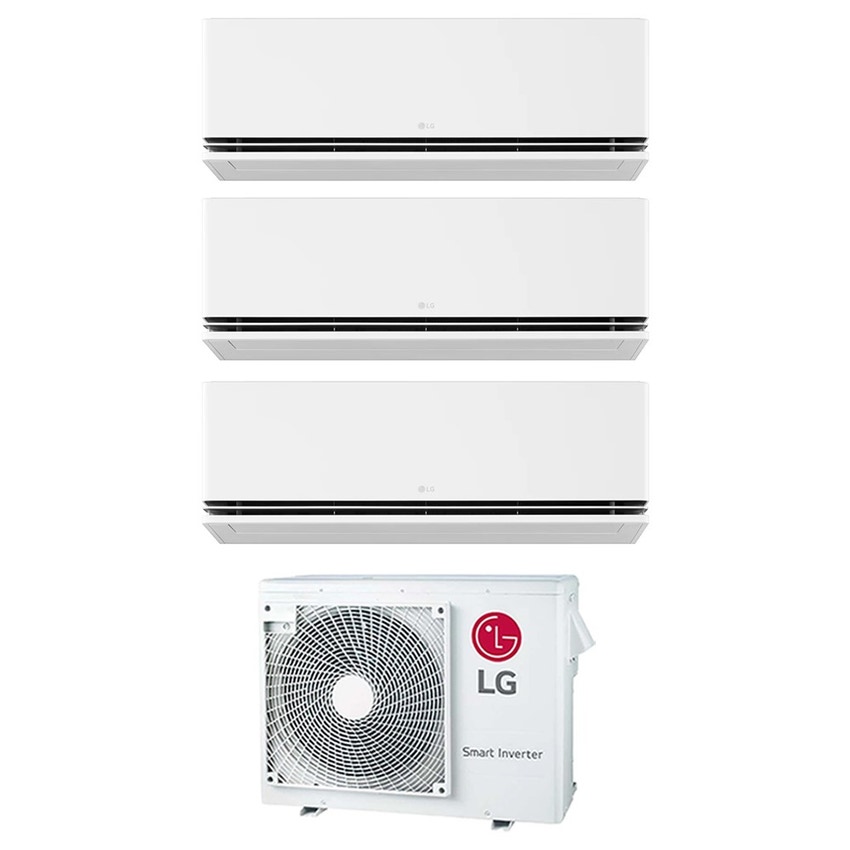 Immagine di LG DUALCOOL Premium R32 Climatizzatore a parete trial split inverter Wi-Fi bianco | unità esterna 7 kW unità interne 9000+9000+9000 BTU MU4R25.U22+H[09|09|09]S1P.NS1