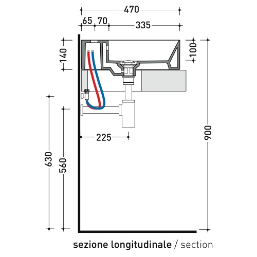 Immagine di Flaminia APPLIGHT 120 lavabo L.120 P.47 cm doppia vasca, da appoggio o sospeso con piano rubinetteria, con troppopieno, colore terracotta finitura lucido AP120LTC
