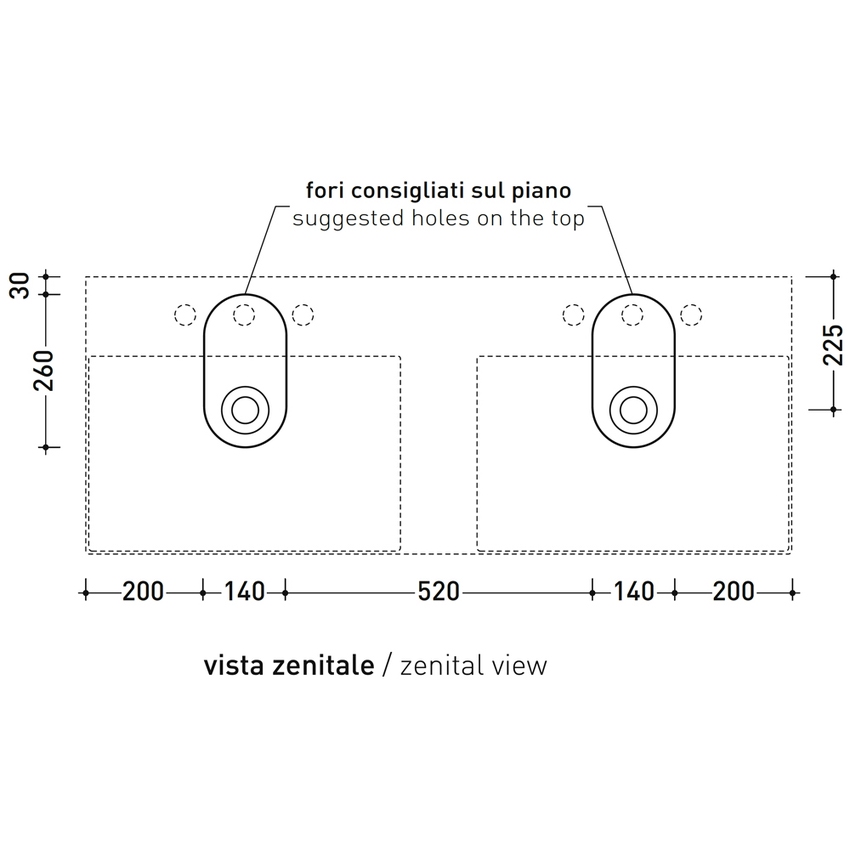 Immagine di Flaminia APPLIGHT 120 lavabo L.120 P.47 cm doppia vasca, da appoggio o sospeso con piano rubinetteria, con troppopieno, colore terracotta finitura lucido AP120LTC