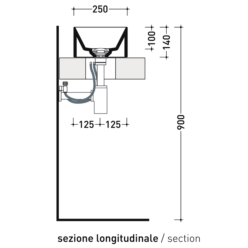 Immagine di Flaminia APPLIGHT 5025 lavabo reversibile L.50 P.25 cm, da appoggio con piano rubinetteria, senza troppopieno, colore bianco latte finitura opaco AP5025LAT
