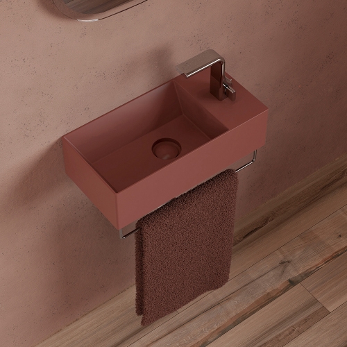 Immagine di Flaminia APPLIGHT 5025 DX lavabo L.50 P.25 cm, sospeso con piano rubinetteria a destra, senza troppopieno, colore bianco finitura lucido AP5025DX