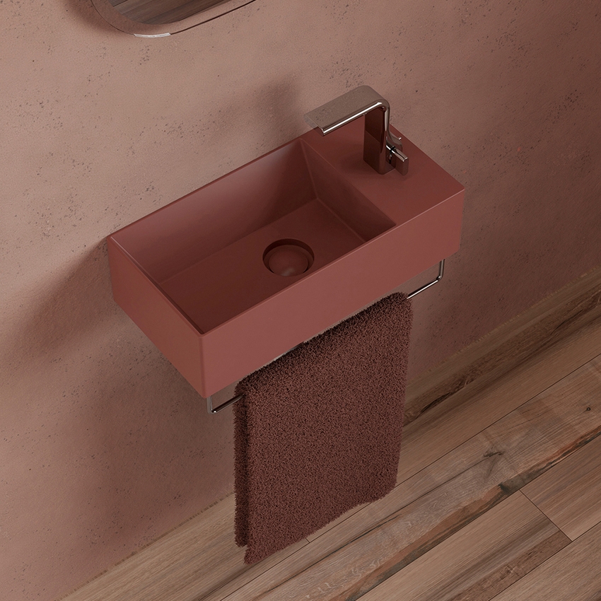 Immagine di Flaminia APPLIGHT 5025 DX lavabo L.50 P.25 cm, sospeso con piano rubinetteria a destra, senza troppopieno, colore bianco finitura lucido AP5025DX