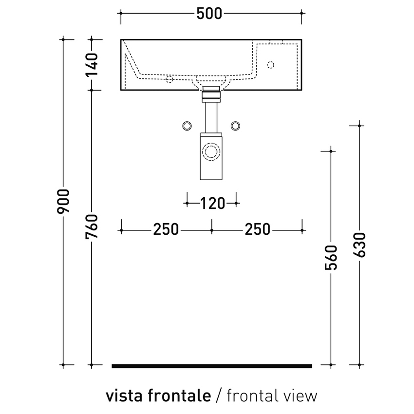 Immagine di Flaminia APPLIGHT 5025 DX lavabo L.50 P.25 cm, sospeso con piano rubinetteria a destra, senza troppopieno, colore bianco latte finitura lucido AP5025DXLAT