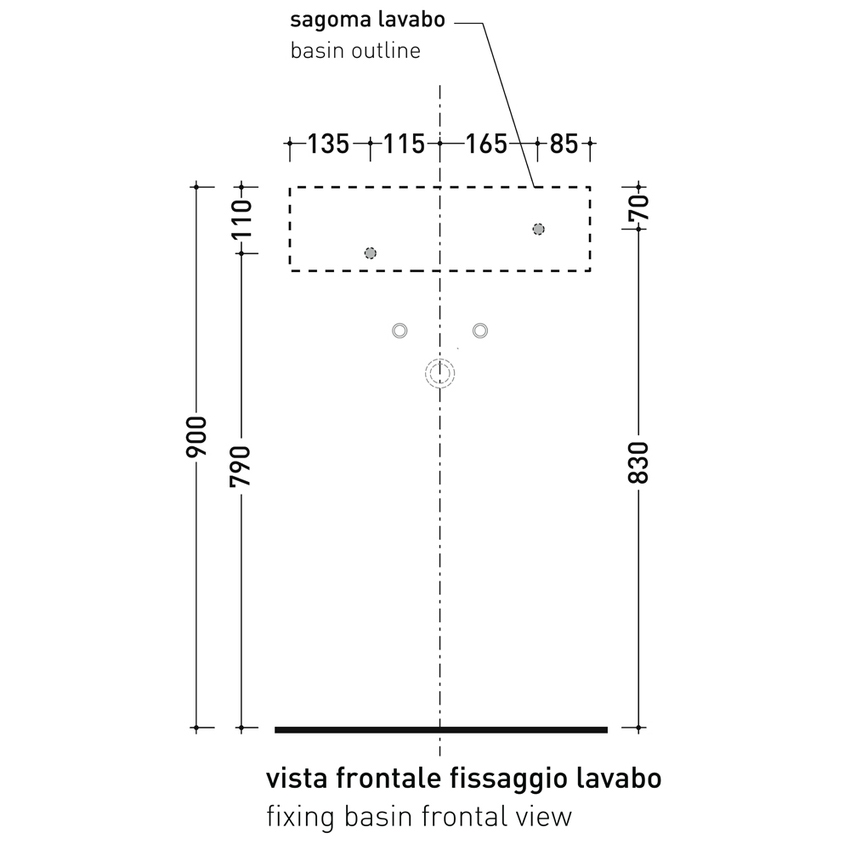 Immagine di Flaminia APPLIGHT 5025 DX lavabo L.50 P.25 cm, sospeso con piano rubinetteria a destra, senza troppopieno, colore bianco latte finitura lucido AP5025DXLAT