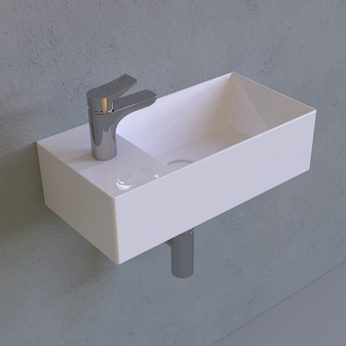 Immagine di Flaminia APPLIGHT 5025 SX lavabo L.50 P.25 cm, sospeso con piano rubinetteria a sinistra, senza troppopieno, colore bianco finitura lucido AP5025SX