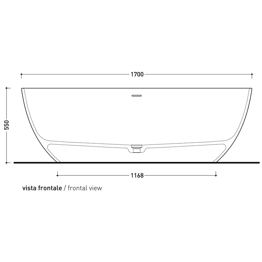 Immagine di Flaminia APP TUB vasca freestanding 170 cm, con troppopieno, colore cenere finitura opaco AP170VCEN