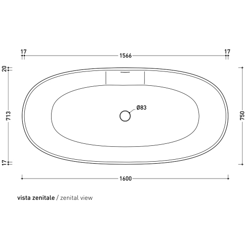 Immagine di Flaminia APP TUB vasca freestanding 160 cm, con troppopieno, colore bianco latte finitura opaco AP160VLAT