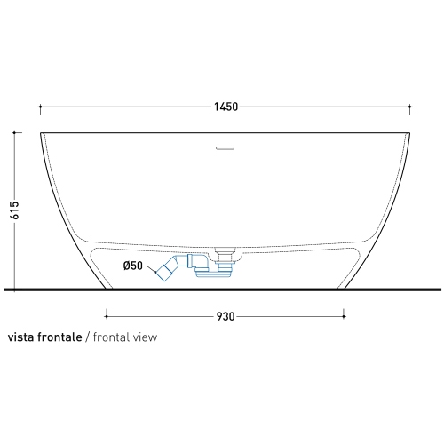 Immagine di Flaminia APP TUB vasca freestanding 145 cm, con troppopieno, colore bianco finitura lucido AP145VB