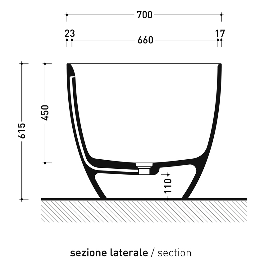 Immagine di Flaminia APP TUB vasca freestanding 145 cm, con troppopieno, colore argilla finitura opaco AP145VARG