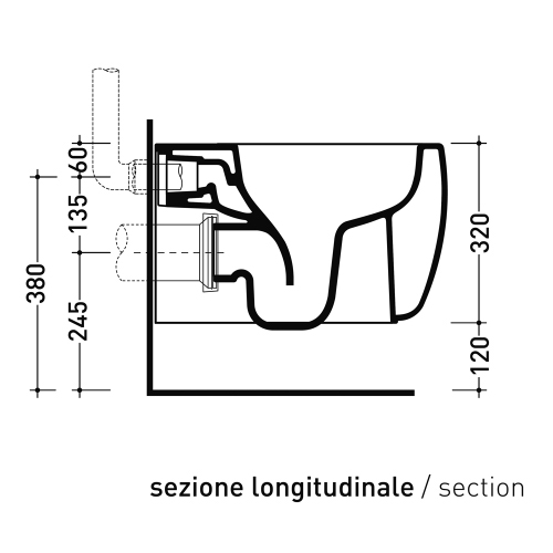 Immagine di Flaminia MONÒ PLUS vaso sospeso con sistema gosilent®, senza sedile, colore bianco finitura lucido MN118S