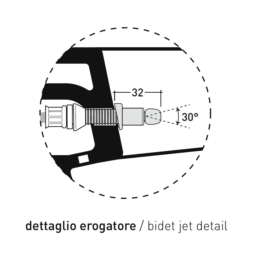 Immagine di Flaminia LINK vaso sospeso con sistema goclean®, con erogatore bidet finitura cromo, senza sedile, colore bianco finitura lucido 5051/WCGE