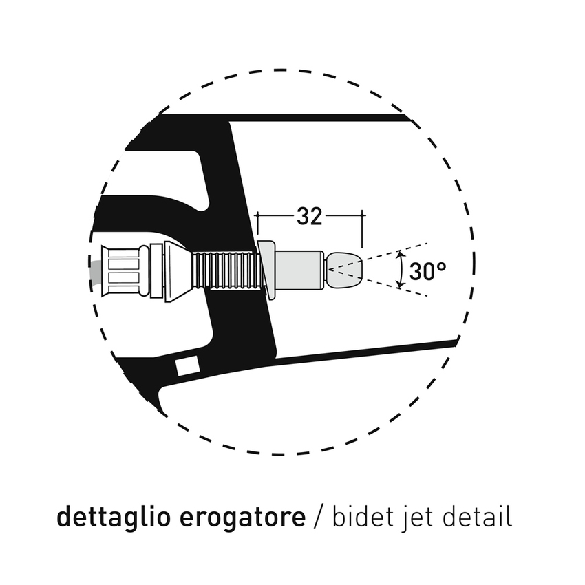 Immagine di Flaminia MINI LINK vaso sospeso, con erogatore bidet finitura cromo, senza sedile, colore bianco finitura lucido 5064E