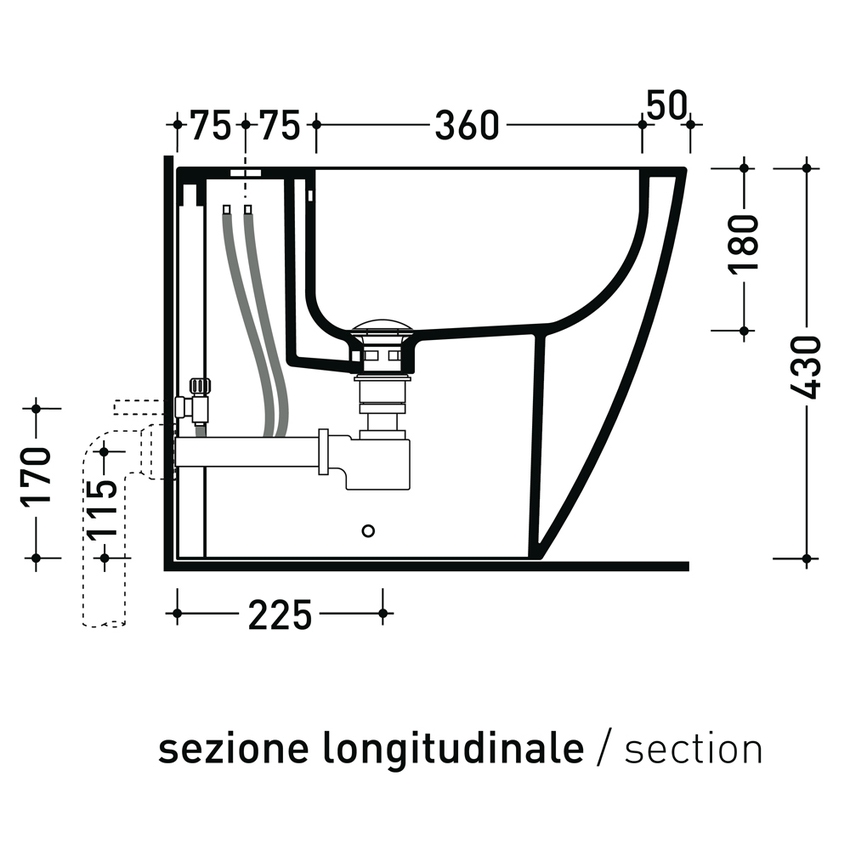 Immagine di Flaminia LINK bidet back to wall monoforo, con troppopieno, colore bianco finitura lucido LK227