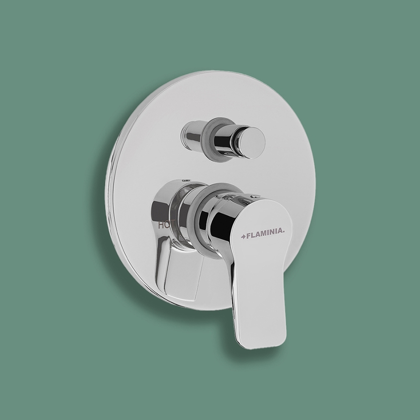 Immagine di Flaminia APP miscelatore monocomando rotondo per doccia o vasca, ad incasso, con deviatore e corpo incasso, finitura cromo AP294