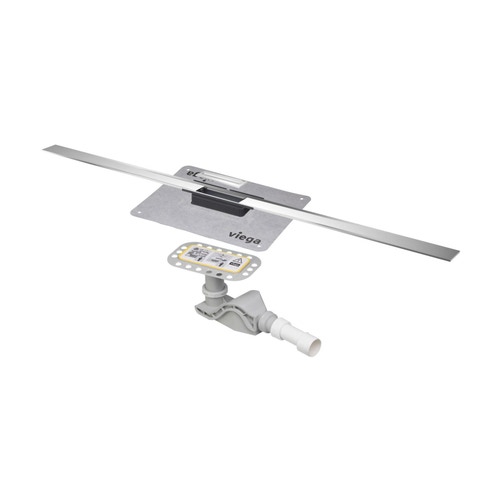 Immagine di Viega ADVANTIX CLEVIVA Profilo Corriacqua L.120cm, griglia, sifone, flangia di montaggio, guaina impermeabilizzante premontata, finitura acciaio inox/opaco 794484