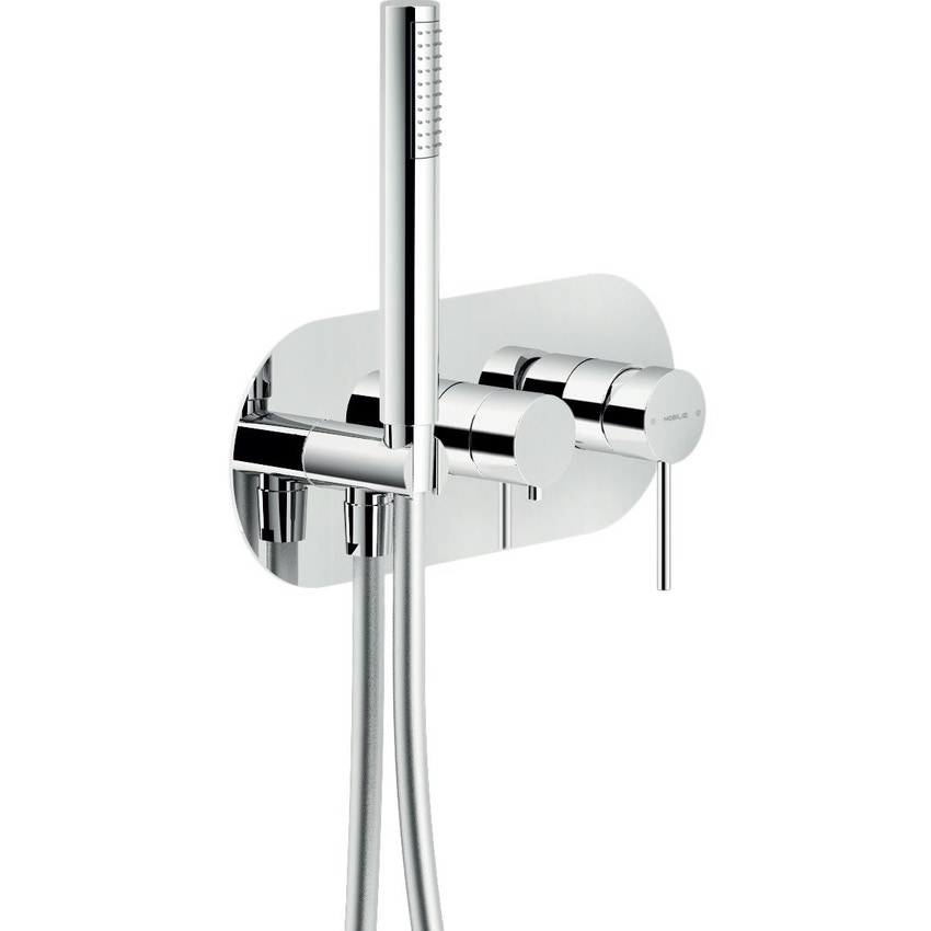 Immagine di Nobili VELIS miscelatore monocomando per doccia con piastra tonda, ad incasso, a 2 vie, con deviatore, finitura cromo WESK100/VECR
