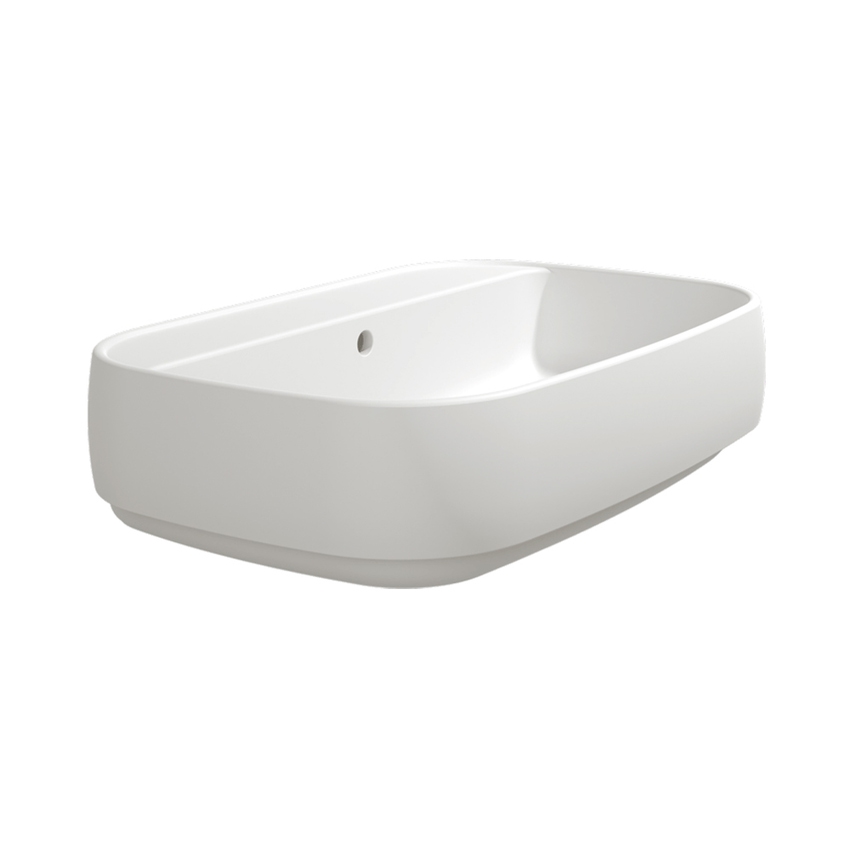 Immagine di Flaminia FLAG lavabo da appoggio o sospeso L.64 cm, con piano rubinetteria e troppopieno, colore bianco latte finitura opaco FG64LLAT
