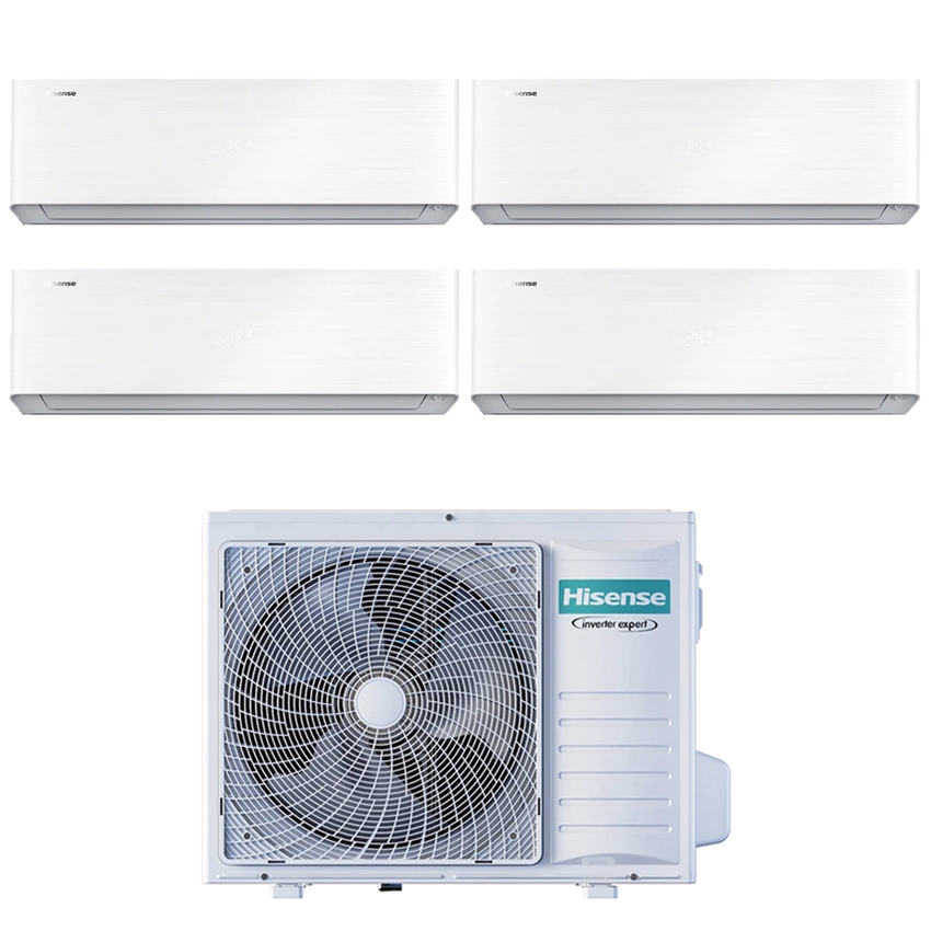 Immagine di Hisense ENERGY PRO X R32 Climatizzatore a parete quadri split inverter Wi-Fi bianco | unità esterna 8 kW unità interne 9000+9000+9000+9000 BTU 4AMW81U4RJC+QH[25|25|25|25]XV3AG