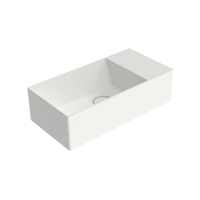 Immagine di Flaminia APPLIGHT 5025 lavabo reversibile L.50 P.25 cm, da appoggio con piano rubinetteria, senza troppopieno, colore bianco latte finitura opaco AP5025LAT