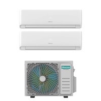 Immagine di Hisense Ecosense R32 Climatizzatore a parete dual split inverter Wi-Fi bianco | unità esterna 4.1 kW unità interne 7000+9000 BTU 2AMW42U4RGC+KF[20|25]MR01G