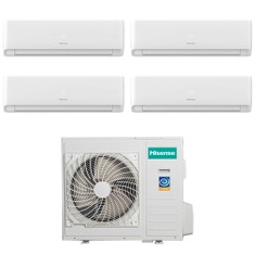 Immagine di Hisense Ecosense R32 Climatizzatore a parete quadri split inverter Wi-Fi bianco | unità esterna 10 kW unità interne 12000+12000+12000+12000 BTU 4AMW105U4RAA+KF[35|35|35|35]XR01G