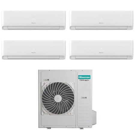 Immagine di Hisense Ecosense R32 Climatizzatore a parete quadri split inverter Wi-Fi bianco | unità esterna 12.5 kW unità interne 12000+12000+12000+12000 BTU 5AMW125U4RTA+KF[35|35|35|35]XR01G