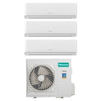 Immagine di Hisense Ecosense R32 Climatizzatore a parete trial split inverter Wi-Fi bianco | unità esterna 10 kW unità interne 9000+12000+12000 BTU 4AMW105U4RAA+KF[25]MR01G+KF[35|35]XR01G