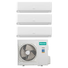 Immagine di Hisense Ecosense R32 Climatizzatore a parete trial split inverter Wi-Fi bianco | unità esterna 10 kW unità interne 7000+7000+9000 BTU 4AMW105U4RAA+KF[20|20|25]MR01G