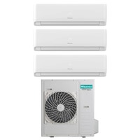 Immagine di Hisense Ecosense R32 Climatizzatore a parete trial split inverter Wi-Fi bianco | unità esterna 12.5 kW unità interne 9000+12000+12000 BTU 5AMW125U4RTA+KF[25]MR01G+KF[35|35]XR01G