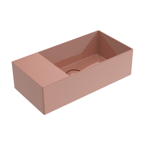Immagine di Flaminia APPLIGHT 5025 SX lavabo L.50 P.25 cm, sospeso con piano rubinetteria a sinistra, senza troppopieno, colore terracotta finitura lucido AP5025SXTC