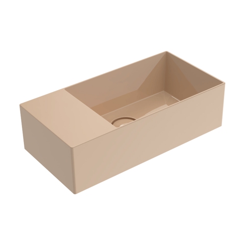 Immagine di Flaminia APPLIGHT 5025 SX lavabo L.50 P.25 cm, sospeso con piano rubinetteria a sinistra, senza troppopieno, colore avana finitura lucido AP5025SXAV