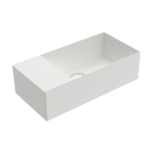 Immagine di Flaminia APPLIGHT 5025 SX lavabo L.50 P.25 cm, sospeso con piano rubinetteria a sinistra, senza troppopieno, colore bianco latte finitura opaco AP5025SXLAT