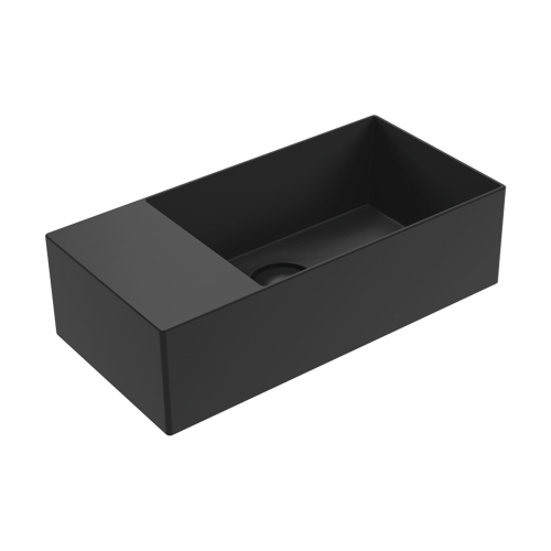 Immagine di Flaminia APPLIGHT 5025 SX lavabo L.50 P.25 cm, sospeso con piano rubinetteria a sinistra, senza troppopieno, colore carbone finitura opaco AP5025SXCAR