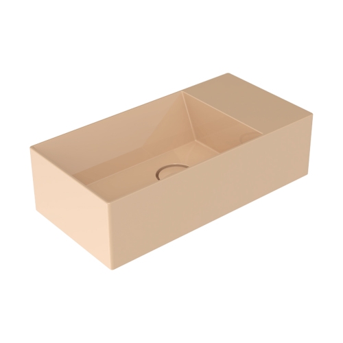 Immagine di Flaminia APPLIGHT 5025 DX lavabo L.50 P.25 cm, sospeso con piano rubinetteria a destra, senza troppopieno, colore avana finitura lucido AP5025DXAV