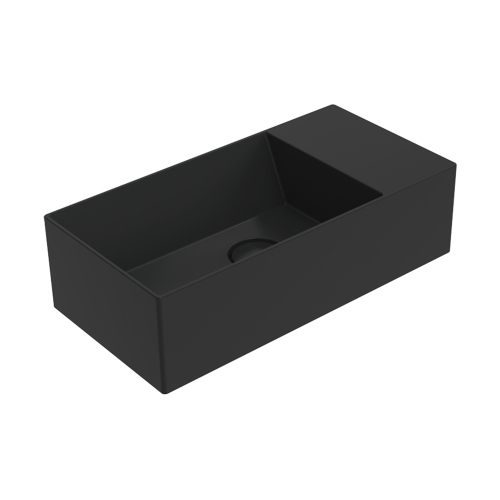 Immagine di Flaminia APPLIGHT 5025 DX lavabo L.50 P.25 cm, sospeso con piano rubinetteria a destra, senza troppopieno, colore carbone finitura lucido AP5025DXCAR