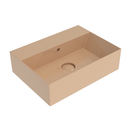 Immagine di Flaminia APPLIGHT 50 lavabo L.50 P.37 cm, da appoggio o sospeso con piano rubinetteria, con troppopieno, colore avana finitura lucido AP5037AV