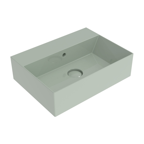 Immagine di Flaminia APPLIGHT 50 lavabo L.50 P.37 cm, da appoggio o sospeso con piano rubinetteria, con troppopieno, colore verde giada finitura lucido AP5037VG