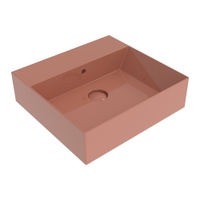 Immagine di Flaminia APPLIGHT 50 lavabo L.50 P.47 cm, da appoggio o sospeso con piano rubinetteria, con troppopieno, colore terracotta finitura lucido AP5047TC
