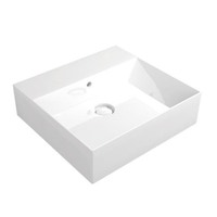 Immagine di Flaminia APPLIGHT lavabo L.50 P.47 cm, da appoggio o sospeso con piano rubinetteria, con troppopieno, colore bianco finitura lucido AP5047