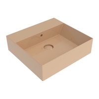 Immagine di Flaminia APPLIGHT 50 lavabo L.50 P.47 cm, da appoggio o sospeso con piano rubinetteria, con troppopieno, colore avana finitura lucido AP5047AV