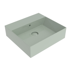 Immagine di Flaminia APPLIGHT 50 lavabo L.50 P.47 cm, da appoggio o sospeso con piano rubinetteria, con troppopieno, colore verde giada finitura lucido AP5047VG