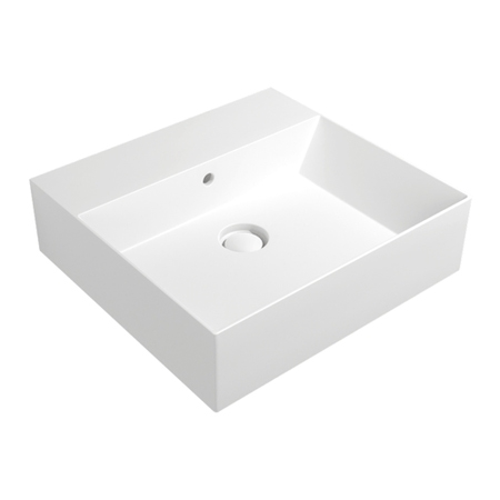 Immagine di Flaminia APPLIGHT 50 lavabo L.50 P.47 cm, da appoggio o sospeso con piano rubinetteria, con troppopieno, colore bianco latte finitura opaco AP5047LAT