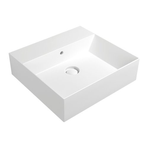 Immagine di Flaminia APPLIGHT 50 lavabo L.50 P.47 cm, da appoggio o sospeso con piano rubinetteria, con troppopieno, colore bianco latte finitura opaco AP5047LAT