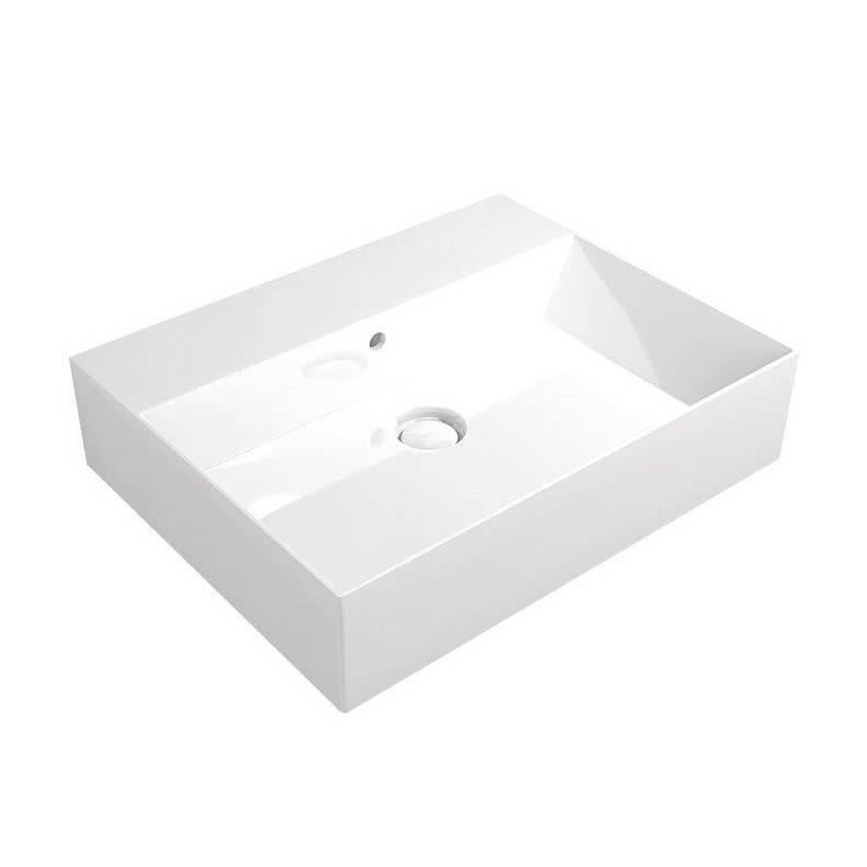 Immagine di Flaminia APPLIGHT lavabo L.60 P.47 cm, da appoggio o sospeso con piano rubinetteria, con troppopieno, colore bianco finitura lucido AP6047