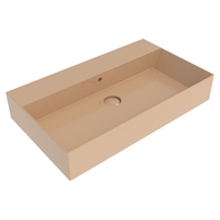 Immagine di Flaminia APPLIGHT 80 lavabo L.80 P.47 cm, da appoggio o sospeso con piano rubinetteria, con troppopieno, colore avana finitura lucido AP8047AV